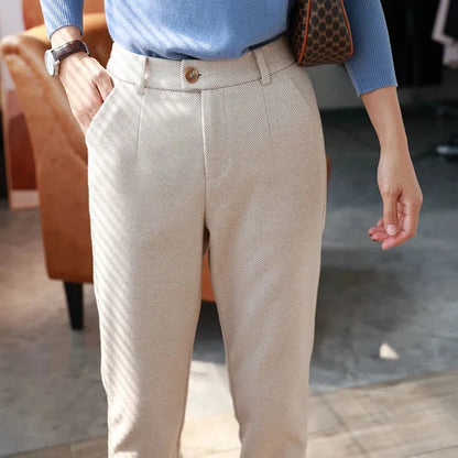 Wool-Blend Pencil Pants