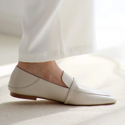 Square Toe Leather Loafers