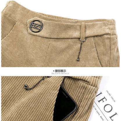 Corduroy Wide-Leg Ankle Pants