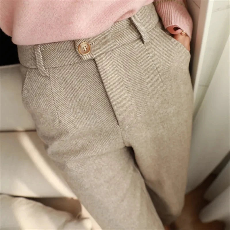 Wool-Blend Pencil Pants