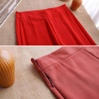 Chiffon Side-Zip Wide-Leg Trouser