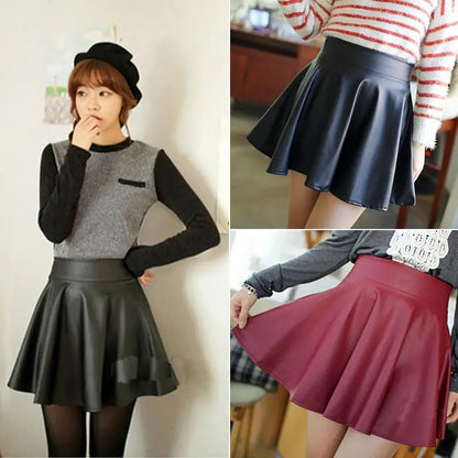 Faux-Leather Vintage Mini Skirt