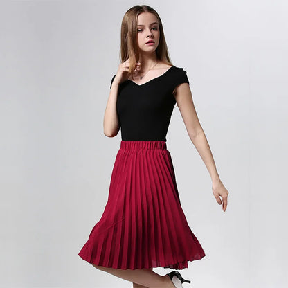 Pleated Chiffon Knee-Length Skirt