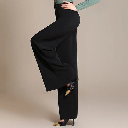 Wide-Leg Spring Twill Trousers