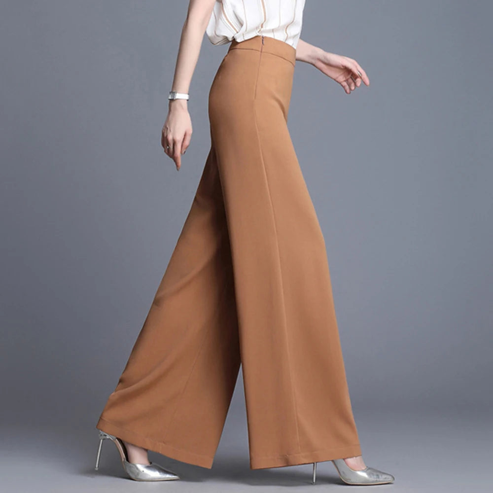 Chiffon Side-Zip Wide-Leg Trouser