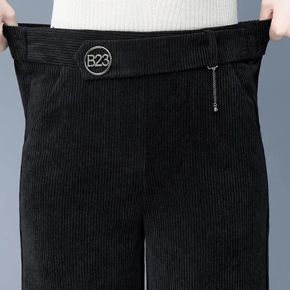 Corduroy Wide-Leg Ankle Pants