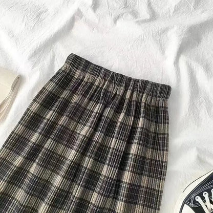 Vintage Wool Pleated Plaid Skirt