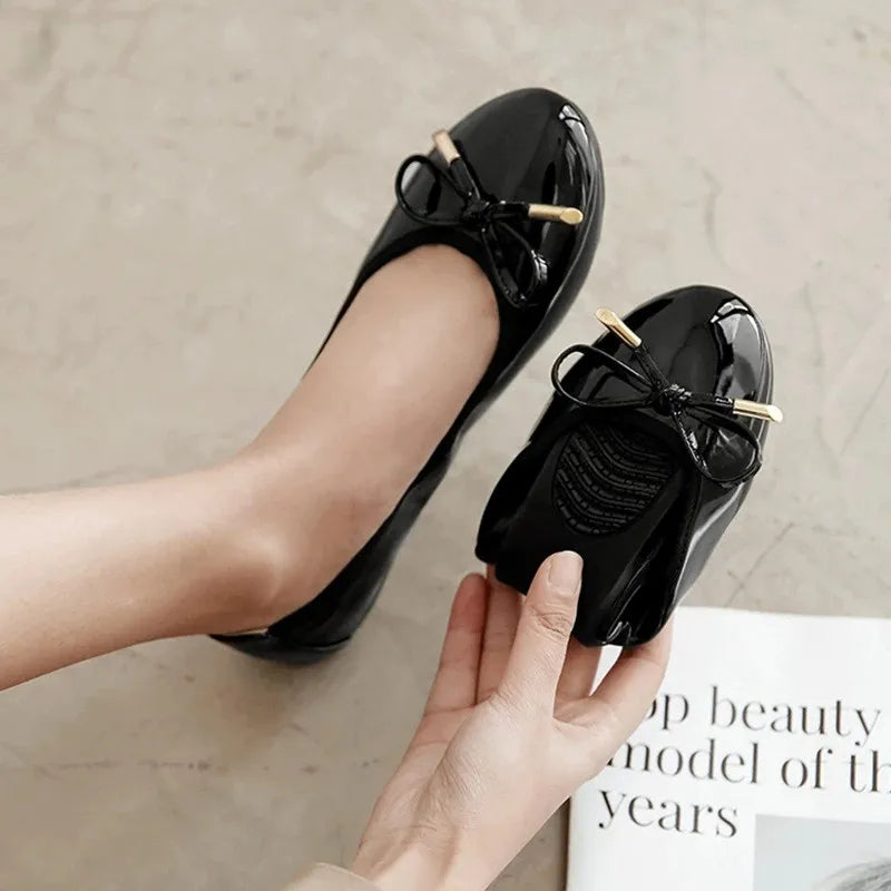 Faux-Leather Ballet Flats