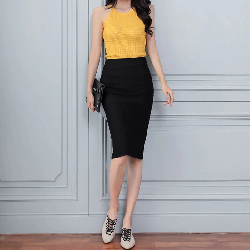 Cotton-Blend Pencil Skirt