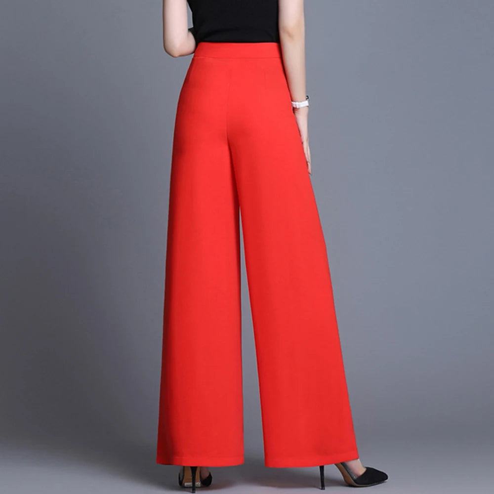 Chiffon Side-Zip Wide-Leg Trouser