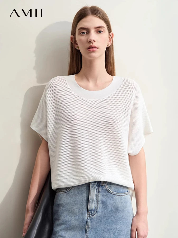 Amii Viscose Knit Short-Sleeved Top