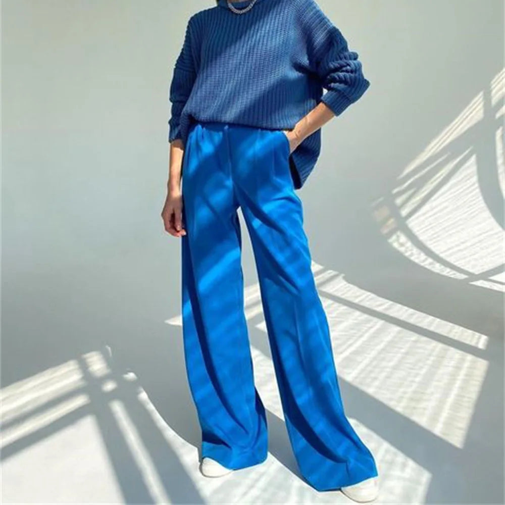 Wide-Leg Broadcloth Trousers