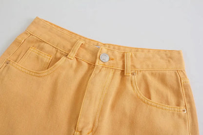 Straight-Leg Frayed Hem Pants