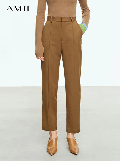 Amii Slim-Fit Twill Ankle Pants