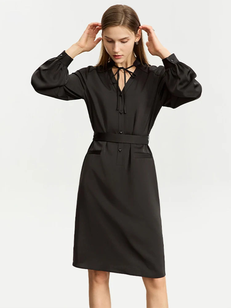 Amii Lantern-Sleeve Dress