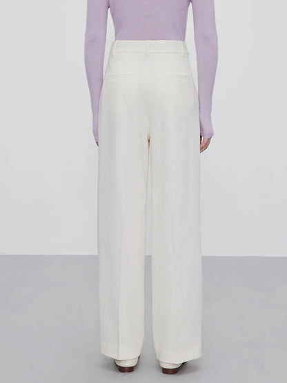 Wool Straight-Leg Broadcloth Pants