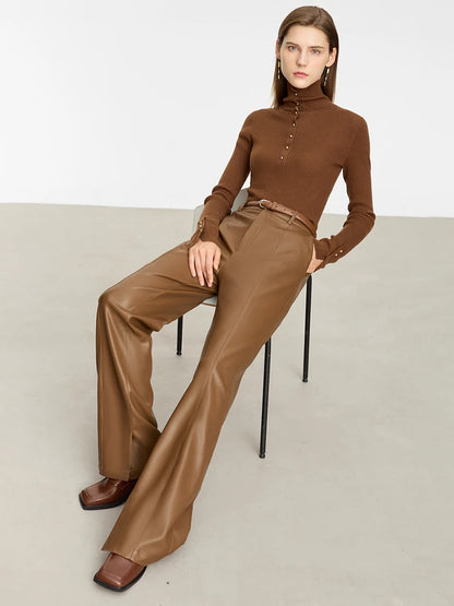 Amii Faux Leather Wide-Leg Pants