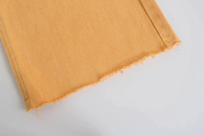 Straight-Leg Frayed Hem Pants
