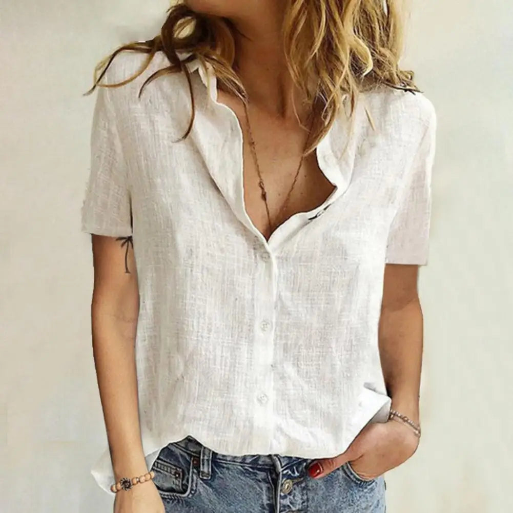 Sanwood Linen Short-Sleeved Blouse