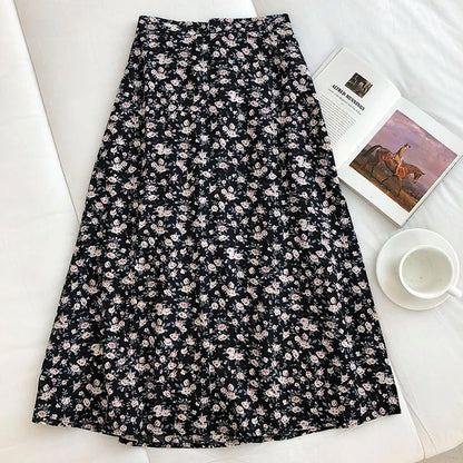 Floral Chiffon Midi Skirt