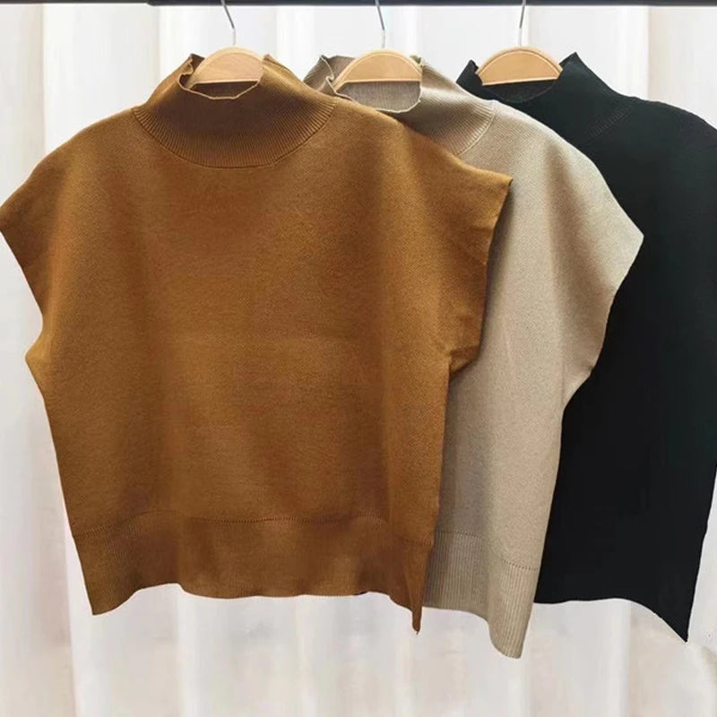 Cotton-Blend Mock-Neck Summer Sweater