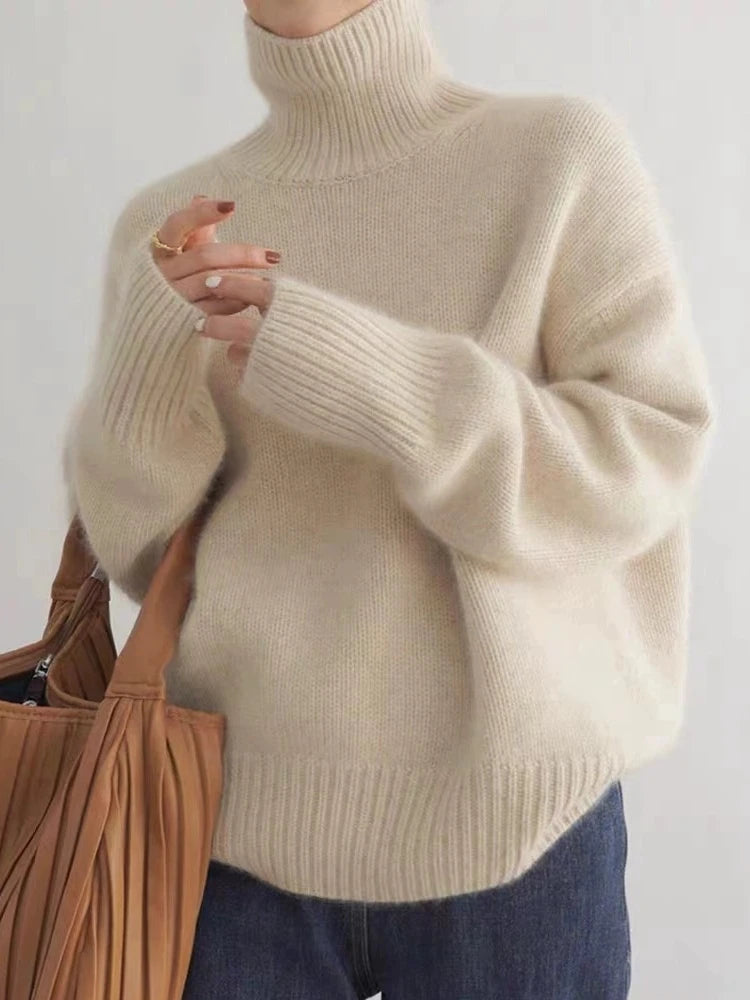 Relaxed Fit Merino Wool Knit Turtleneck