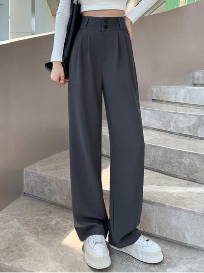 High-Waist Wide-Leg Broadcloth Trousers