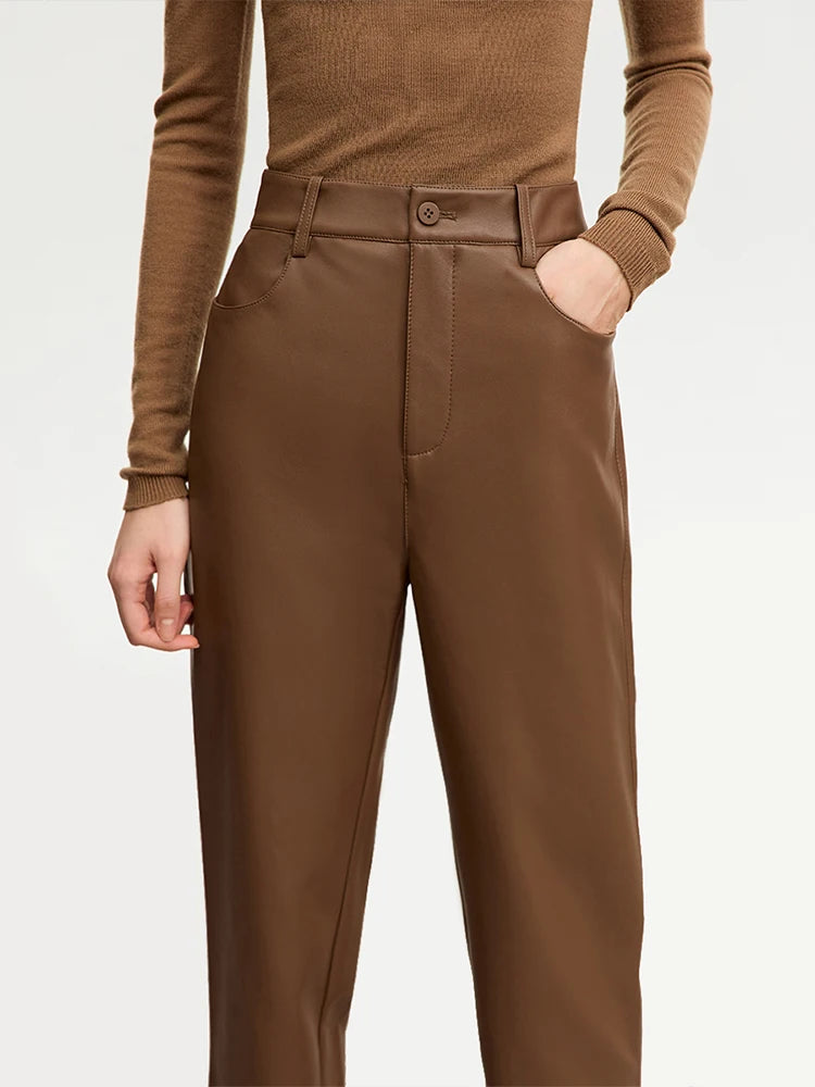 Amii Faux-Leather Slim-cut Ankle Pants