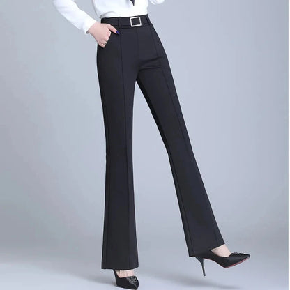 Cotton-Blend Flare-Leg Trousers