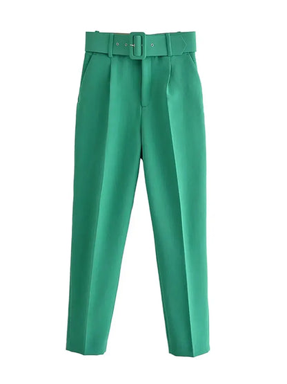 Belted Cropped Ankle Trouser