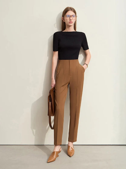 Amii Straight-Leg Twill Trousers