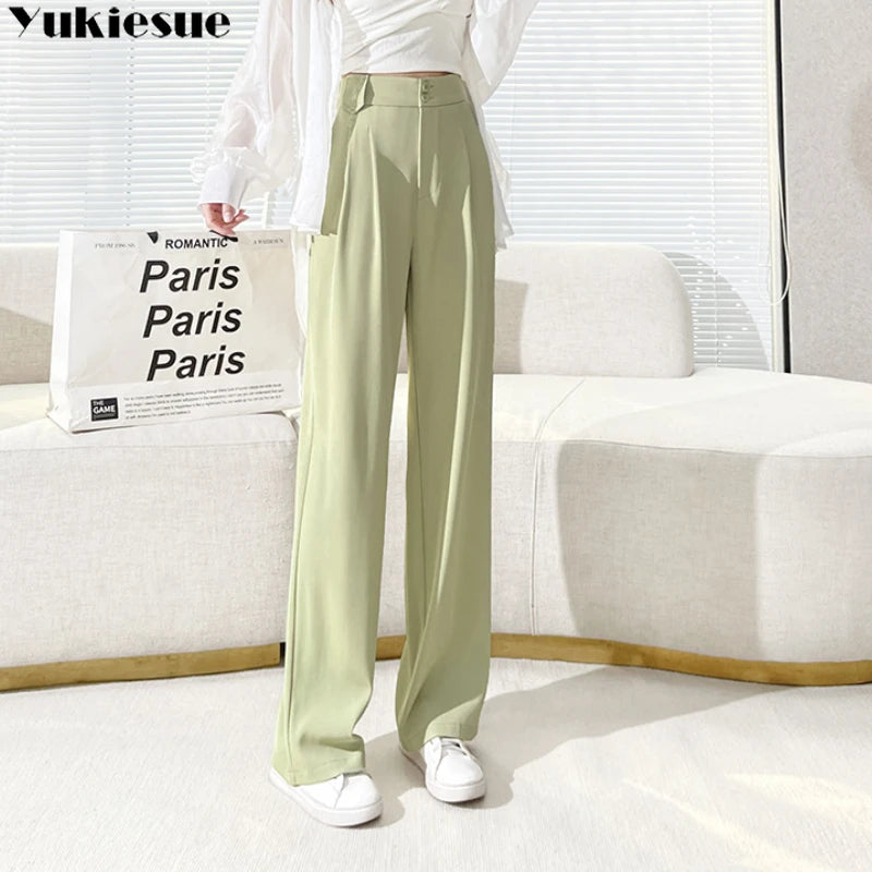 Wide-Leg Button Trousers