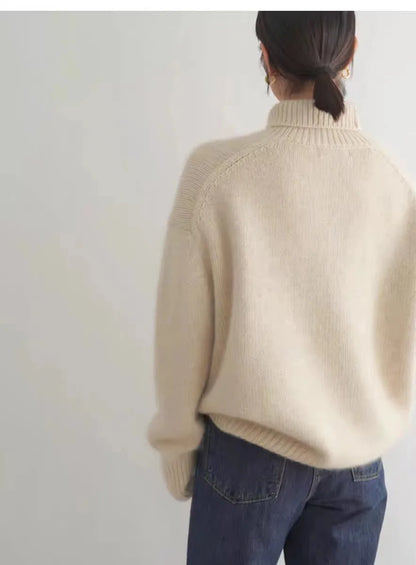 Relaxed Fit Merino Wool Knit Turtleneck