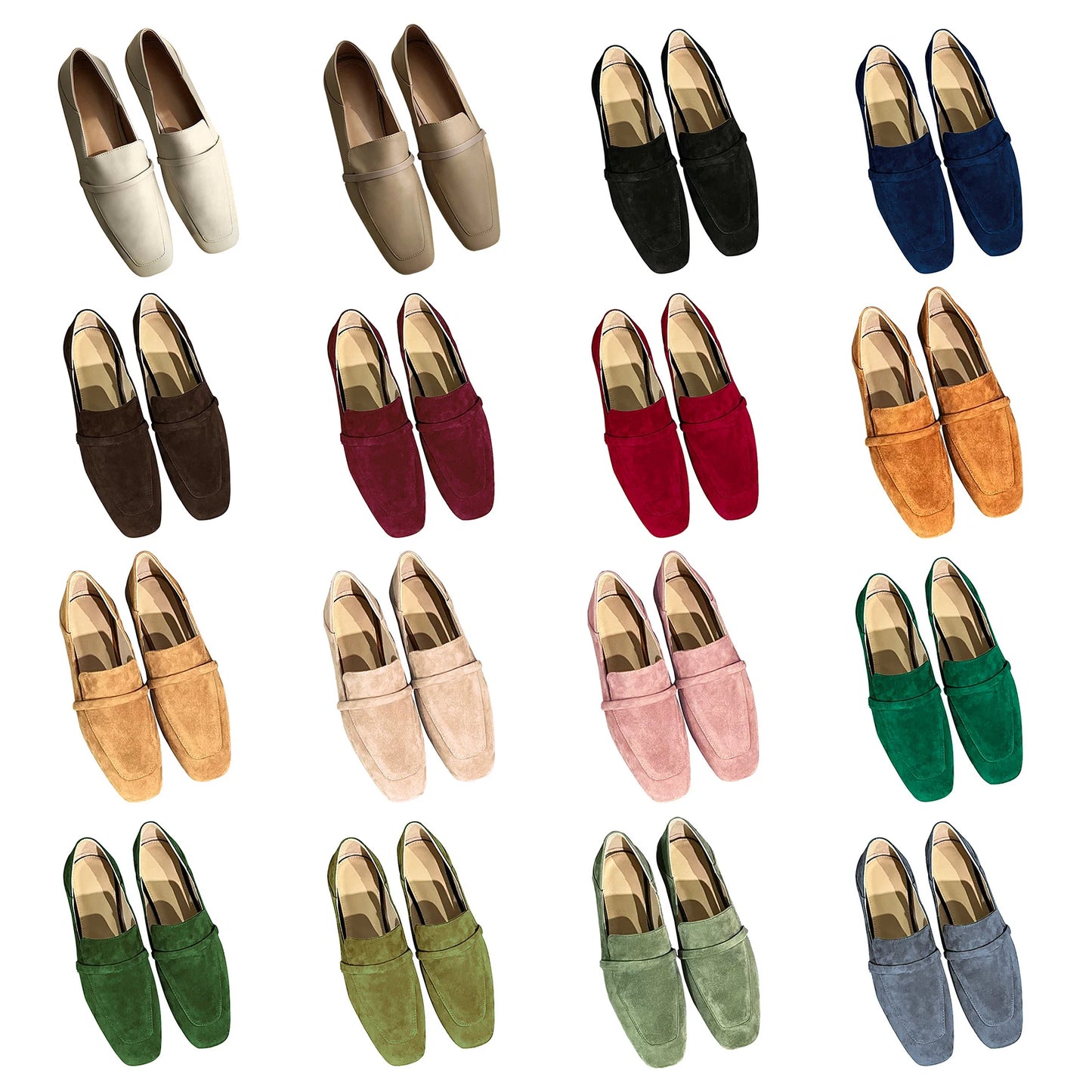 Square Toe Suede Loafers