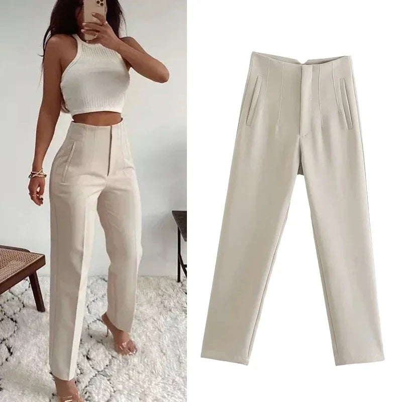 Traf Cropped Pencil Trousers