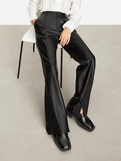 Amii Faux Leather Wide-Leg Pants