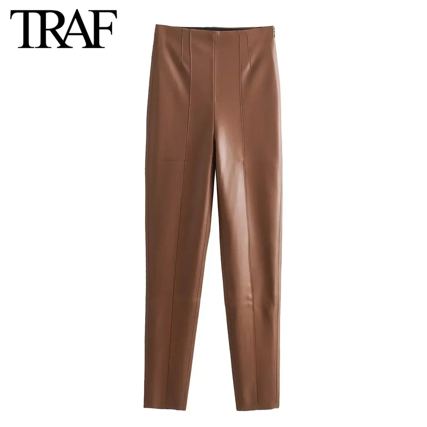 Traf Faux-Leather Pencil Trousers