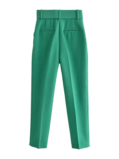 Belted Cropped Ankle Trouser