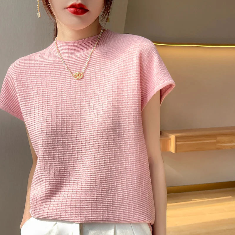 Beliarst Cap-Sleeved Cotton-Knit Blouse
