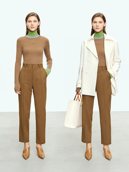 Amii Slim-Fit Twill Ankle Pants