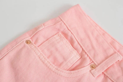 Straight-Leg Frayed Hem Pants