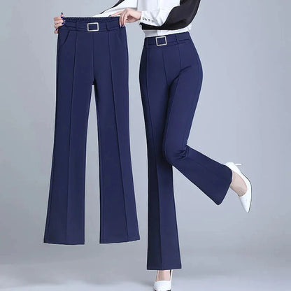 Cotton-Blend Flare-Leg Trousers