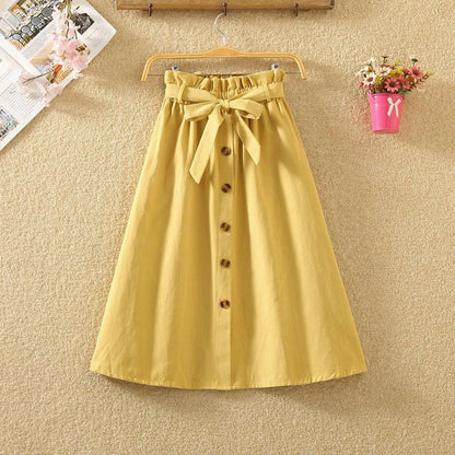 Cotton Paper Bag Waist Midi Skirt