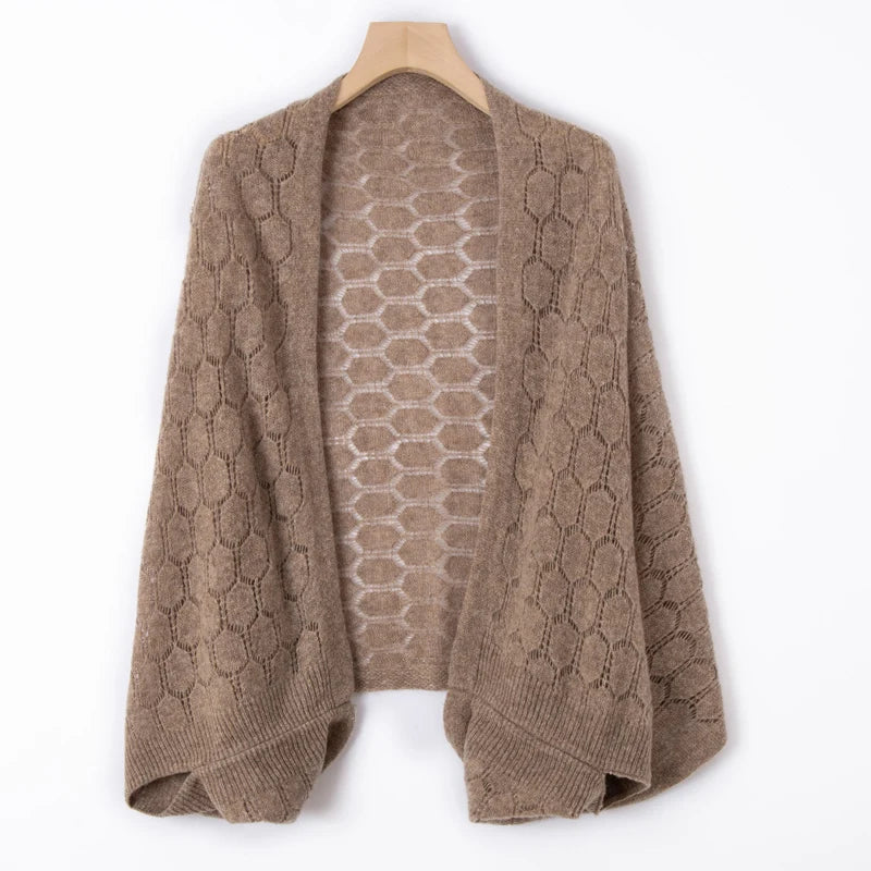 Wool Honeycomb Knit Shawl