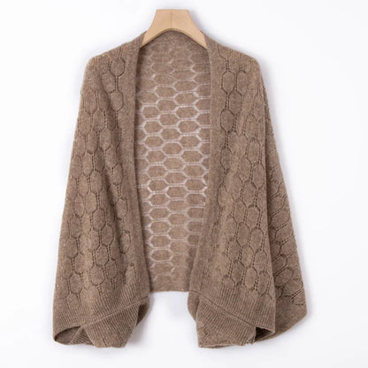 Wool Honeycomb Knit Shawl