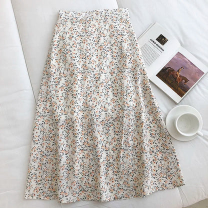 Floral Chiffon Midi Skirt