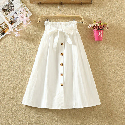 Cotton Paper Bag Waist Midi Skirt