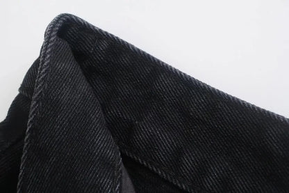 Straight-Leg Frayed Hem Pants
