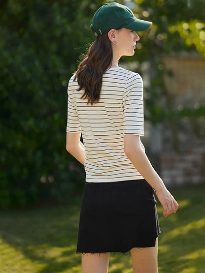 Amii Cotton Asymmetrical Short-Sleeved Top