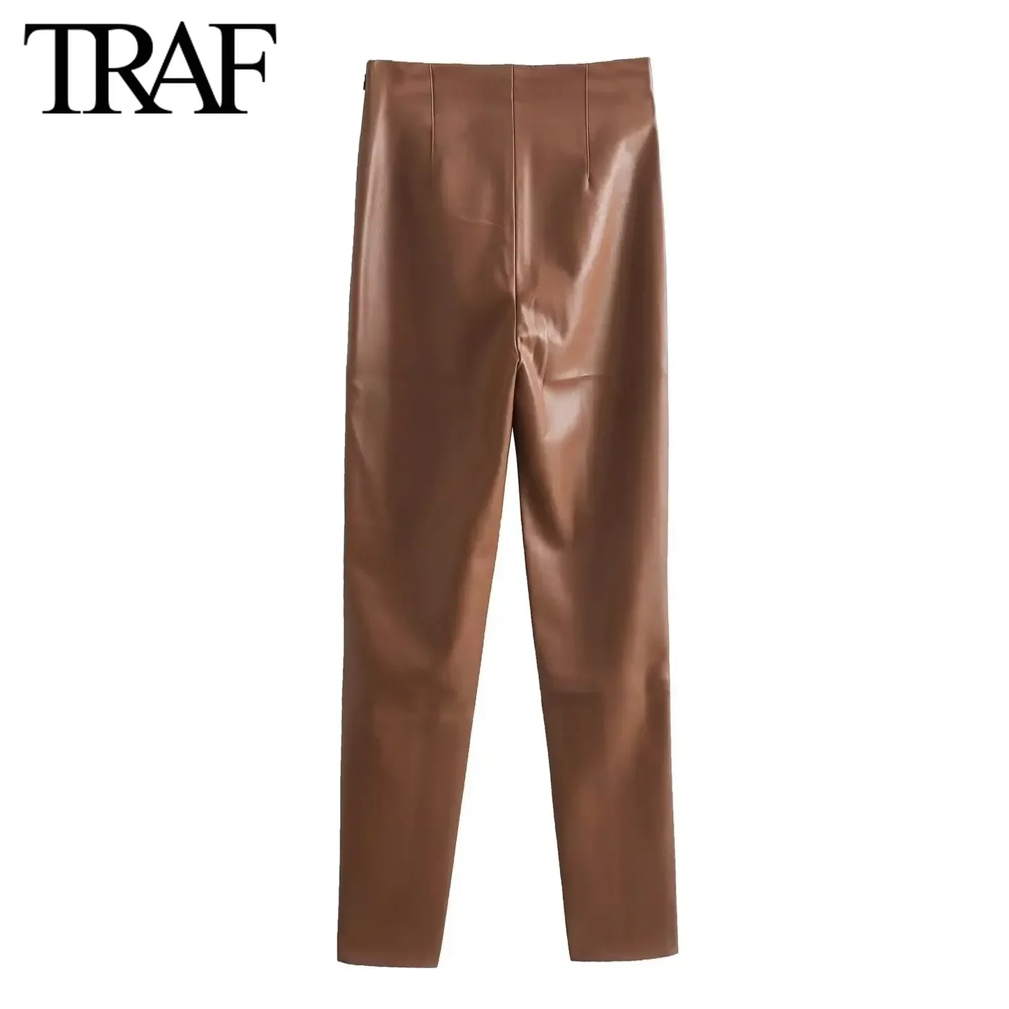 Traf Faux-Leather Pencil Trousers